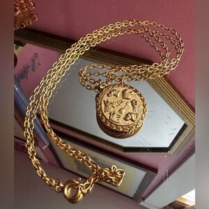 1970's Italian "Companion Dog Excellent" Winner Gold Plated Dog Pendant Necklace